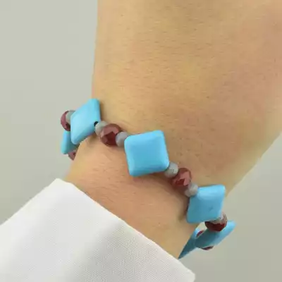 🏷️️ Браслет резинка Бірюза, Чеський кришталь 17 см. F-95002