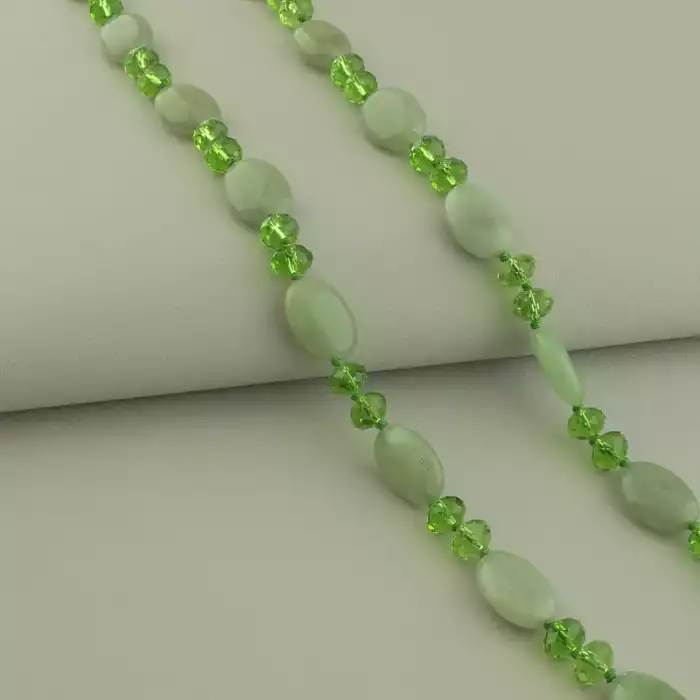 🏷️️ Намисто Нефрит, Чеський кришталь 120 см ss_67069