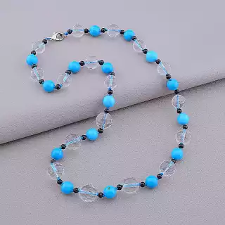 Намисто Бірюза, Чеський кришталь, Агат 60 см