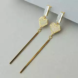 Сережки пусети Xuping Фіаніт (позолота 18к)