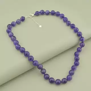 Намисто з аметистом у сріблі 925 проби (46 см, кульки 10 мм)