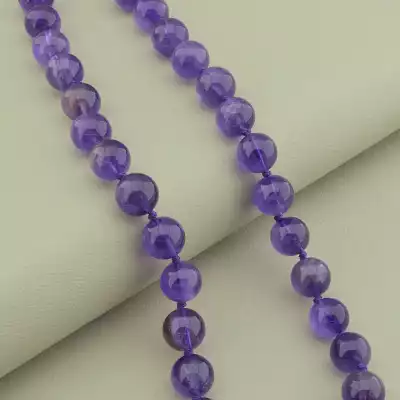 🏷️️ Намисто з аметистом у сріблі 925 проби (46 см, кульки 10 мм) F-104691