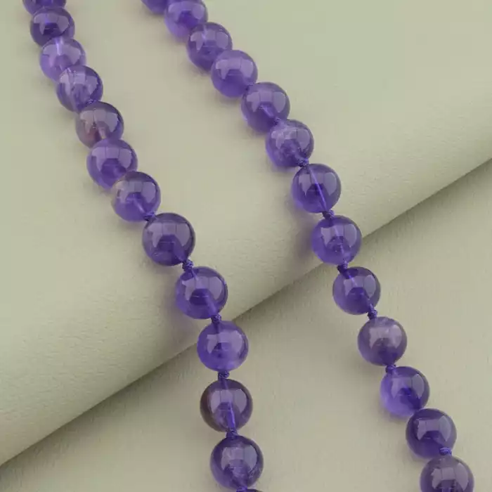 🏷️️ Намисто з аметистом у сріблі 925 проби (46 см, кульки 10 мм) ss_104691