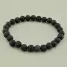 🏷️️ Браслет з лави (21 см, на резинці, чорний камінь в формі кульки) F-104791