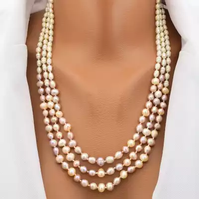 🏷️️ Намисто з перлин (54 см, з карабіном, +4 см ланцюжок) F-104891