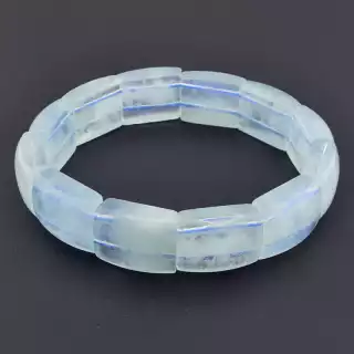 Браслет Аквамарин (19.5 см, 18х13 мм, синій, без замку, резинка)