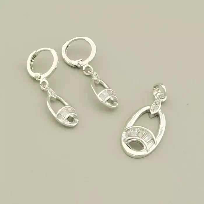 🏷️️ Сережки+Кулон Xuping Фіаніт (родій) застібка кільце ss_105609