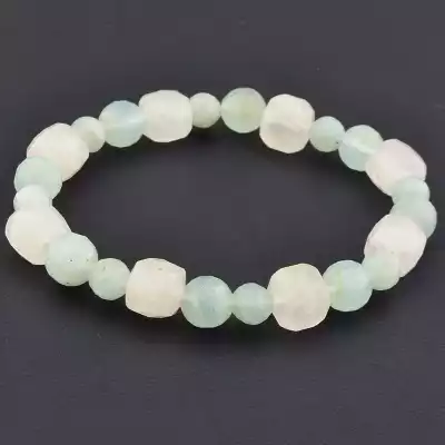 Браслет на резинці Аквамарин, Рожевий кварц 16 см