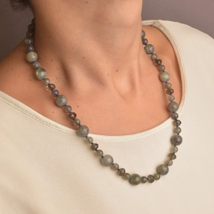 🏷️️ Намисто Лабрадор, Чеський кришталь 50 см. (срібло 925 проба) ss_91127