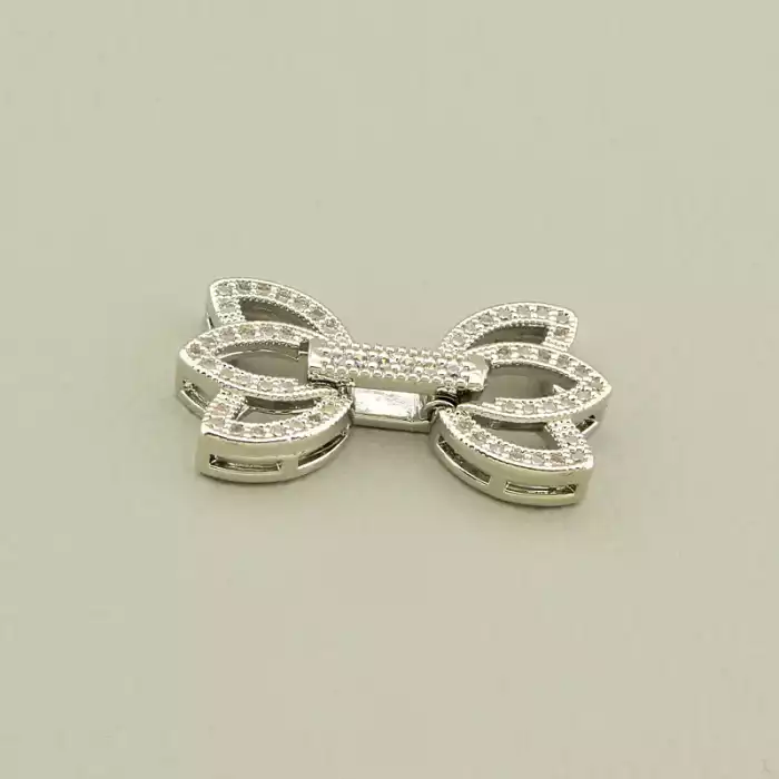 🏷️️ Застібка Фіаніт 25х13мм. (родій) F-106009