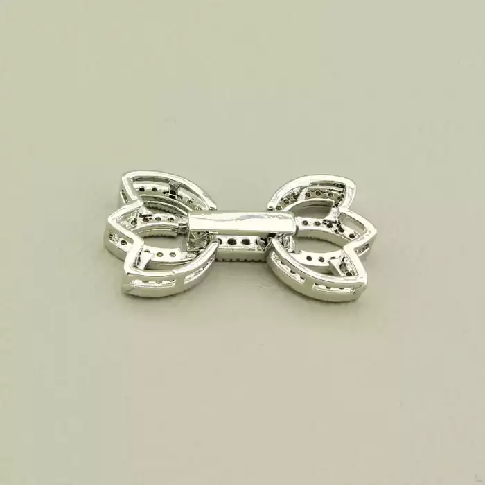 🏷️️ Застібка Фіаніт 25х13мм. (родій) F-106009