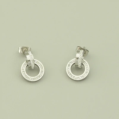 Сережки Stainless Steel Фіаніт (родій)