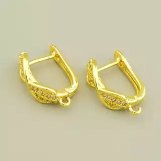 Швензи Пара Фіаніт 16х6мм. (позолота 18к лимонна) англійська застібка