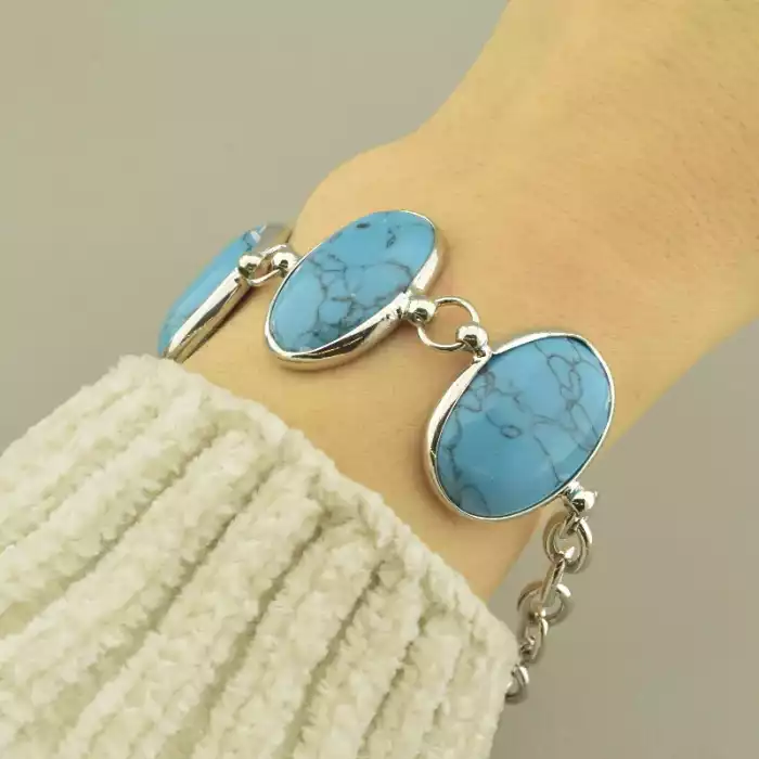 🏷️️ Браслет з карабіном Бірюза 23 см. ss_99209