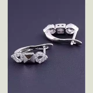 Сережки англійський замок Xuping Фіаніт (родій)