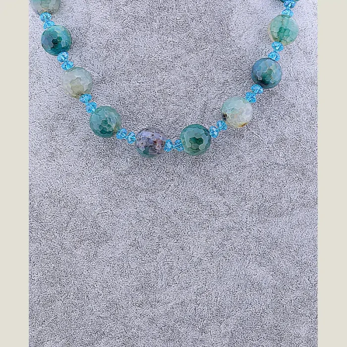 🏷️️ Намисто Агат, Чеський кришталь 47 см ss_72824