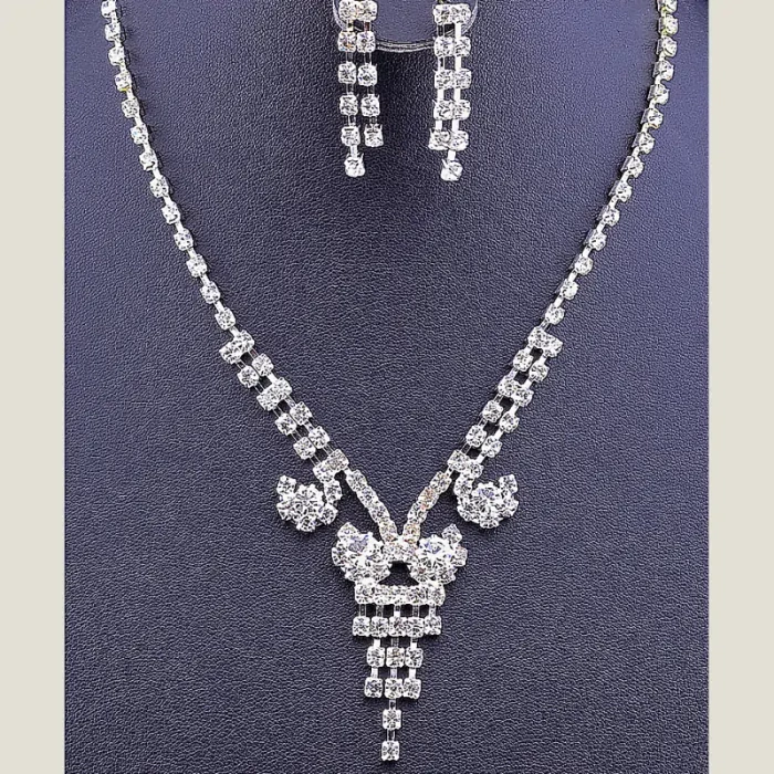 🏷️️ Підвіска + Сережки Сrystal 46 см ss_73597