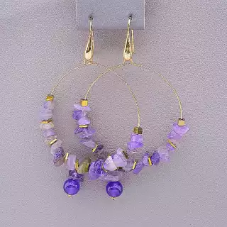 Сережки петельки Stainless Steel Аметист