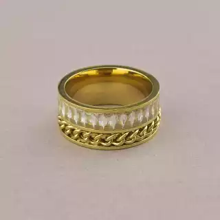 Каблучка медична сталь Xuping Фіаніт (позолота 18к лимонна)