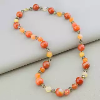 Намисто Сердолік, Чеський кришталь 61 см.