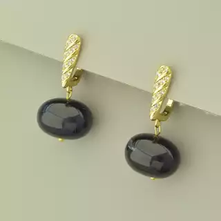 Сережки англійський замок Агат (позолота 18к лимонна)