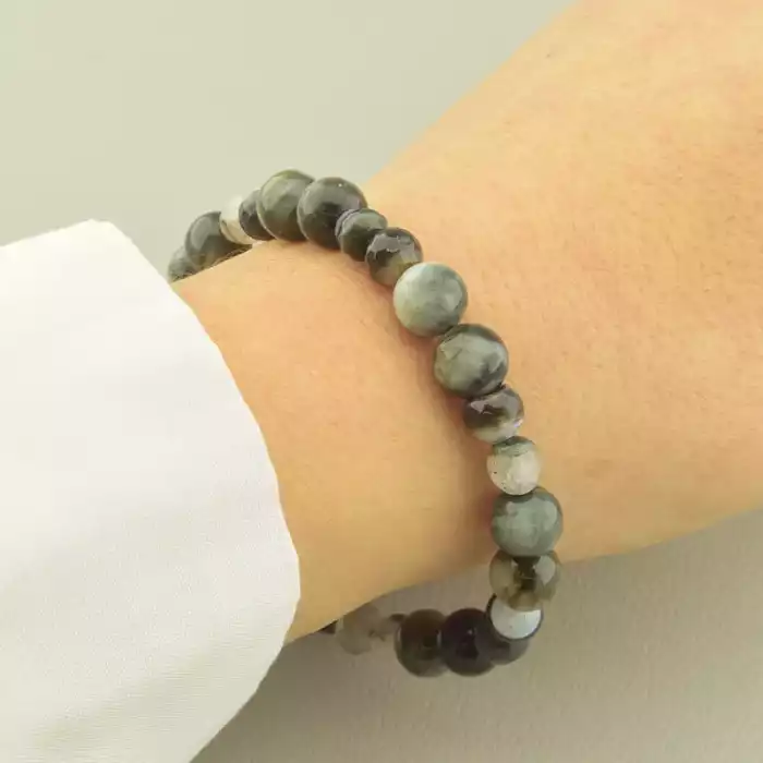 🏷️️ Браслет резинка Агат, Орлинне око 18 см. ss_102394