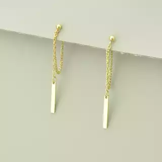 Сережки ланцюжки пусети Xuping (позолота 18к лимонна)