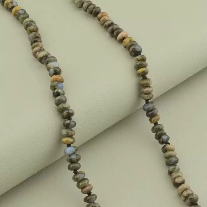 🏷️️ Намисто з яшмою у сріблі 925 проби (47 см, коричнево-блакитне) ss_104692