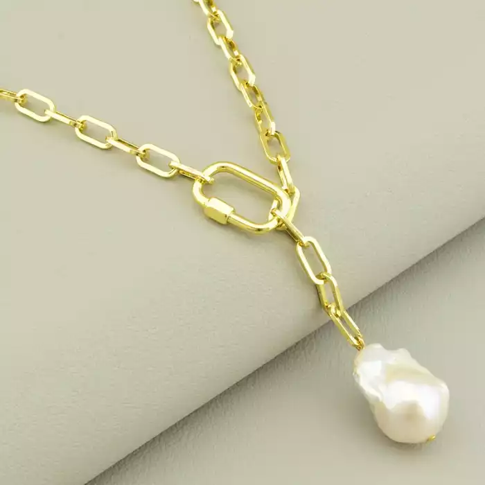 🏷️️ Підвіска Перли (46 см, з карабіном, +4 см ланцюжок) ss_104892