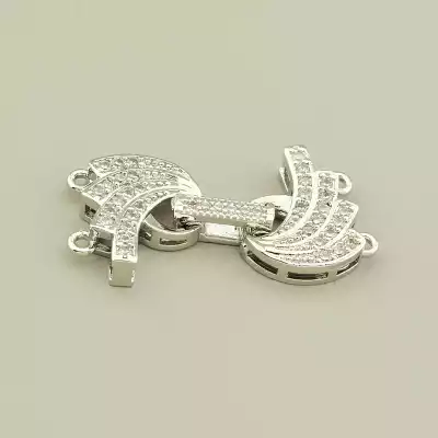 Застібка Фіаніт 30х15мм. (родій)