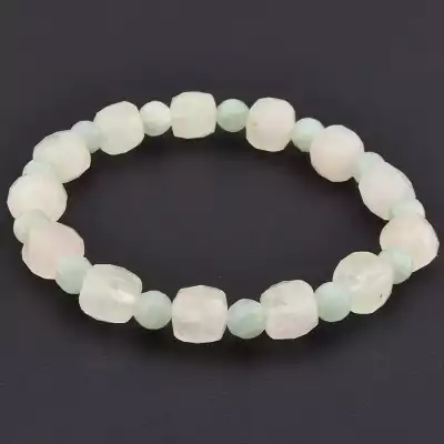 Браслет на резинці Аквамарин, Рожевий кварц 18 см