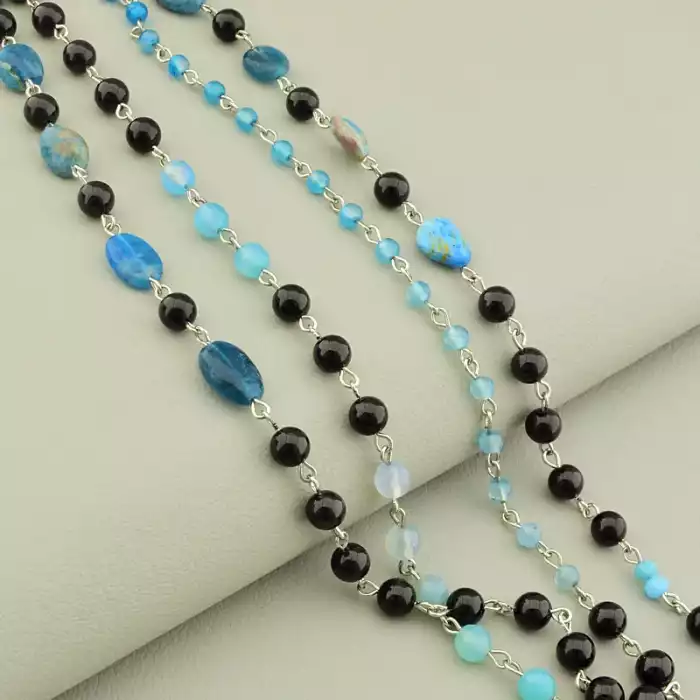 🏷️️ Намисто Турмалін, Апатит, Агат 94 см ss_105910