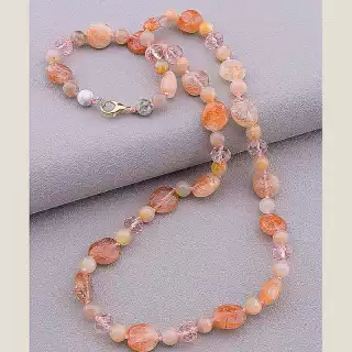 Намисто Сонячний камінь, Чеський кришталь 51 см