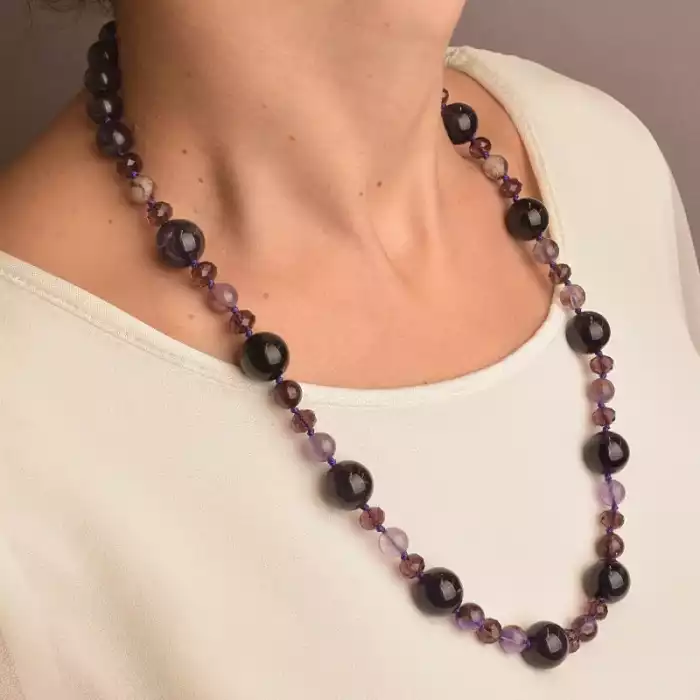 🏷️️ Намисто Аметист, Чеський кришталь 58 см. (срібло 925 проба) ss_91128