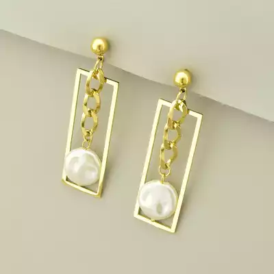 Сережки геометричні довгі Xuping (позолота 14k (лимонна)) англійська застібка Медична сталь