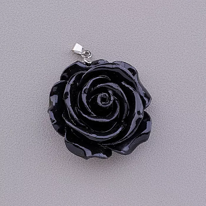 Кулон чорна троянда полімерна глина ss_81646 ss_81646