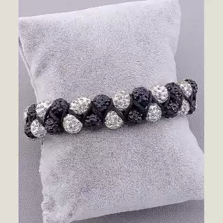 Браслет Шамбала Сrystal 17 см (білий, чорний)