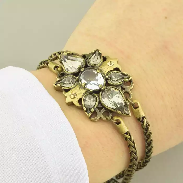 🏷️️ Браслет з карабіном Abella Фіаніт 19 см. ss_99414