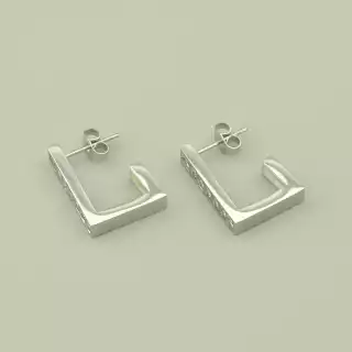 Сережки пусети Stainless Steel Фіаніт (родій)