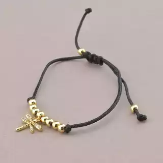 Браслет регульований Xuping Фіаніт 17 см (позолота 18к) шнурок