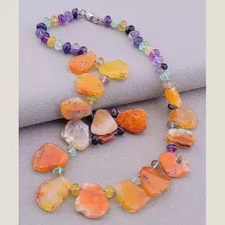 Намисто Сердолік, Флюорит 48 см