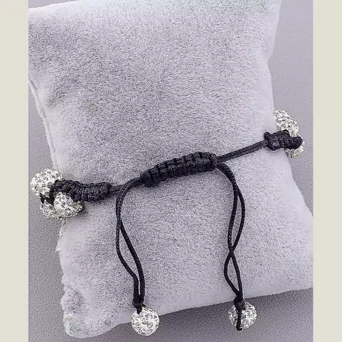 🏷️️ Браслет Шамбала Сrystal 17 см (білий, чорний) ss_16316
