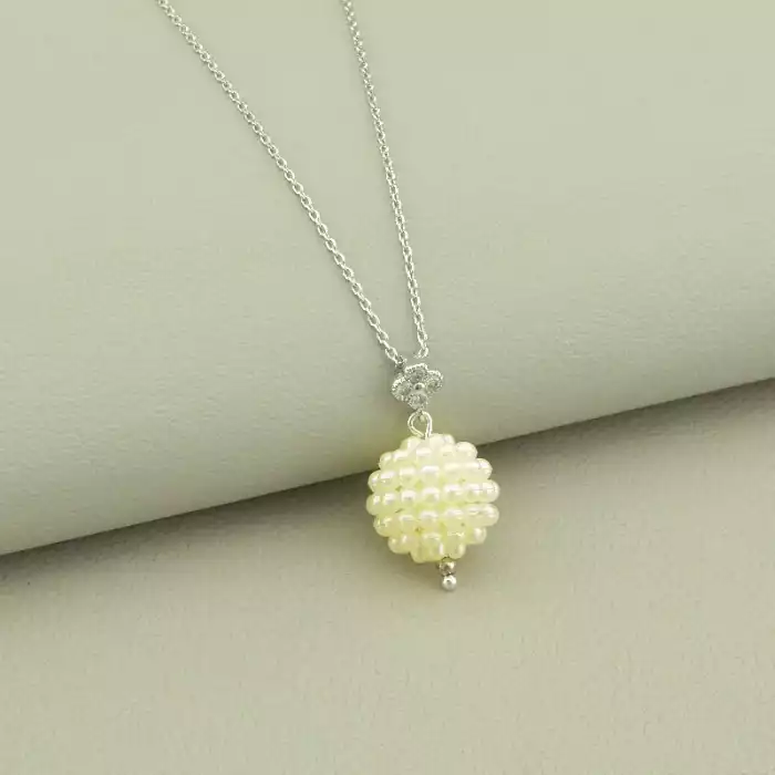 🏷️️ Підвіска Фіаніт, Майорка 41 см (родій) ss_101595