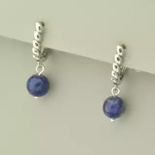 Сережки з англійським замком Лазуріт (родій)