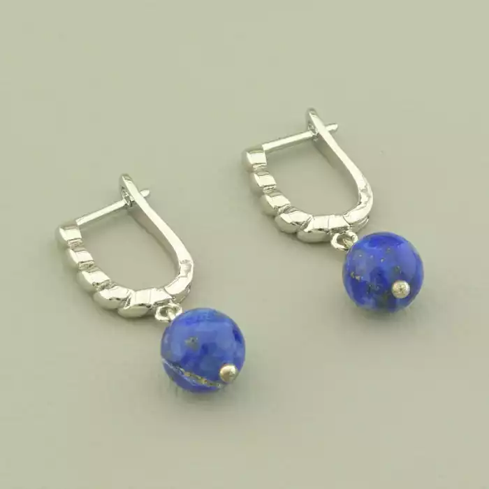 🏷️️ Сережки з англійським замком Лазуріт (родій) ss_101895