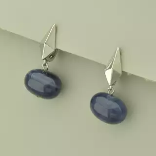 Сережки англійський замок Агат (родій)