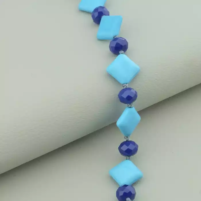 🏷️️ Намисто Бірюза, Чеський кришталь 47 см. ss_95004