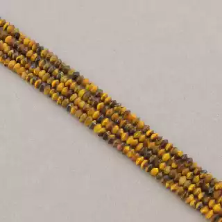 Намистини Тигрове око 39 см. 3 мм. на нитці (натуральне каміння, без застібки) грановані