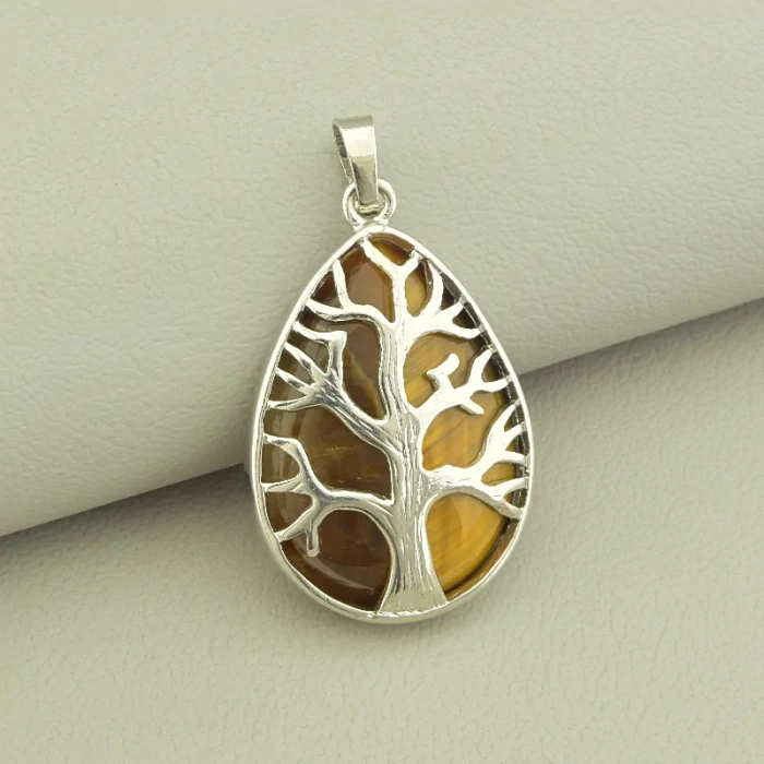 🏷️️ Кулон дерево Тигрове око 40x23мм. ss_102714