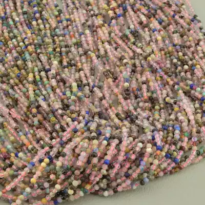 🏷️️ Намистини Самоцвіти 39 см. 2 мм. на нитці (натуральне каміння, без застібки) F-102918